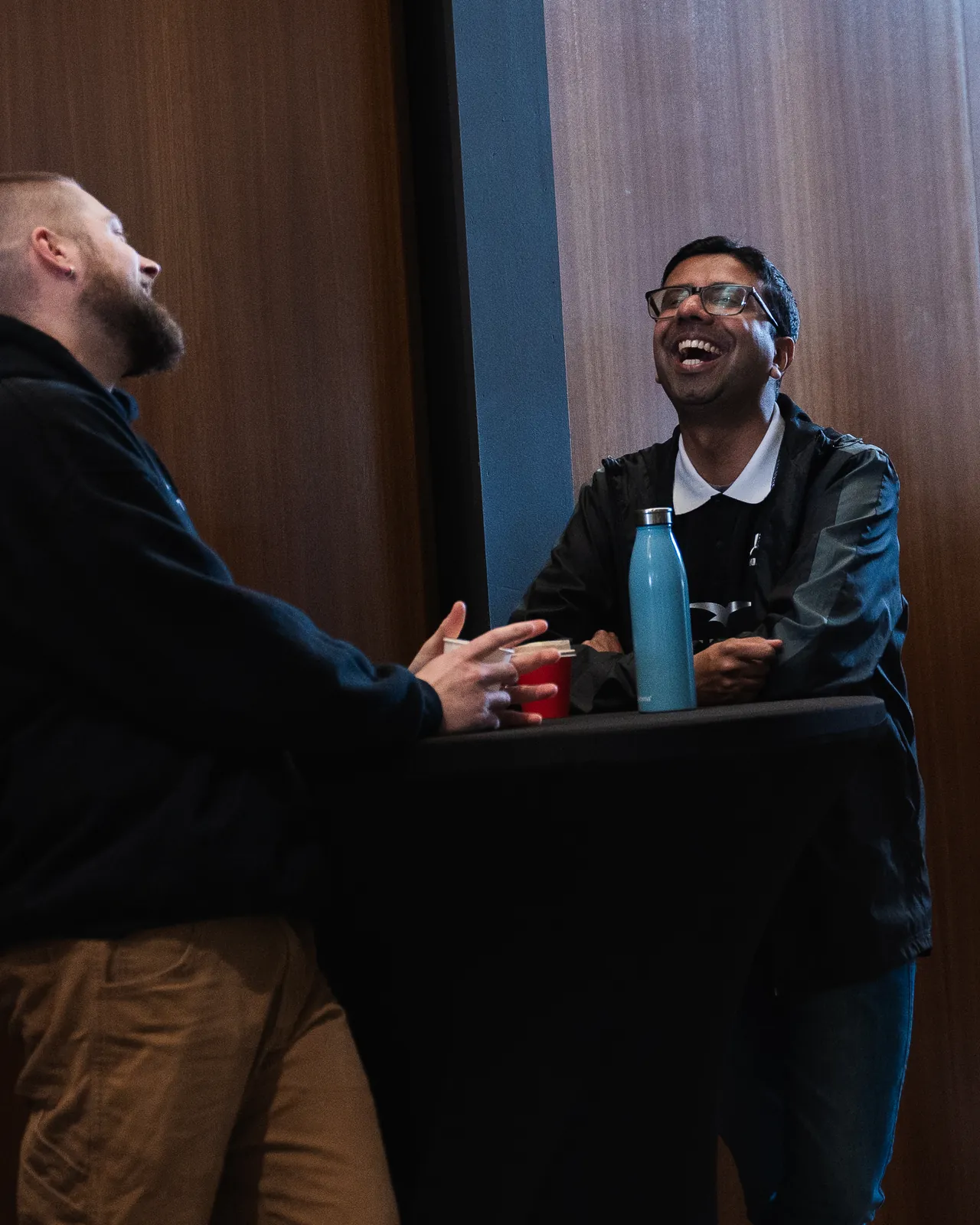 Men connecting at Stronger